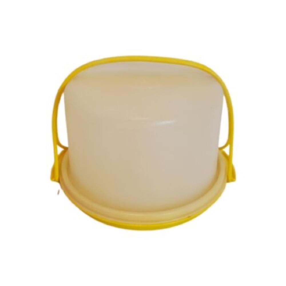 TUPPERWARE TOYS cake done serving tray small yellow with handheld new condition